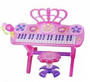 Синтезатор с микрофоном и стулом 3708, на батарейках (B1615805)