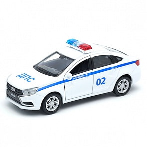Модель машины Lada Vesta полиция ДПС, 1:34-39 (Welly, 43727PB)