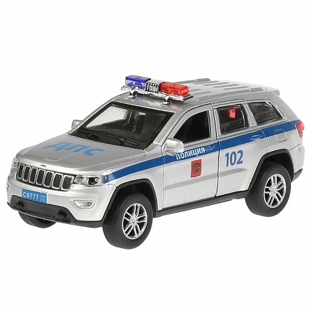 Инерционный металлический Jeep Grand Cherokee – Полиция, 12 см, цвет серебро 