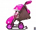 Санки-коляска Snow Galaxy - City-1-1 - Мишка в красной футболке в очках, цвет розовый на больших надувных колесах, сумка, варежки  - миниатюра №1