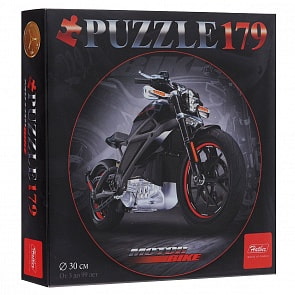 Пазлы круглые 179 элементов – Black motorbike (Hatber, 179ПЗк4-13407)