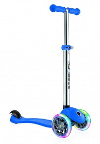 Трёхколёсный самокат Globber Primo Lights, светящиеся колеса, синий (Globber, 423-100)