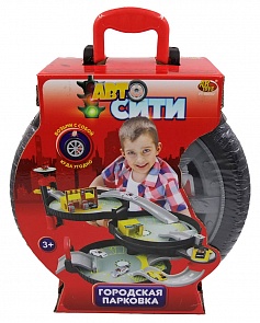 Парковка АвтоСити, 3-х уровневая, в чемоданчике-автошине (ABtoys, PT-00547)