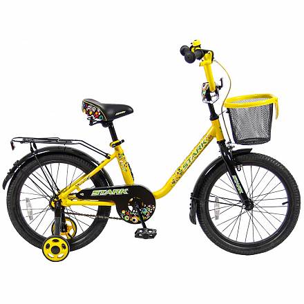 Двухколесный велосипед Lider Stark, диаметр колес 18 дюймов, желтый/черный 