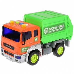 Камаз-мусоровоз, 17 см, инерционный, свет и звук (Технопарк, KAM-17PL-GAR)