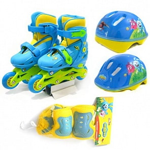 Набор Смешарики - Ролики раздвижные 2 в 1 размер 28-31, комплект защиты, шлем, желто-голубой (SME28-31PSETsim) Набор Смешарики - Ролики раздвижные 2 в 1 размер 28-31, комплект защиты, шлем, желто-голубой (SME28-31PSETsim)