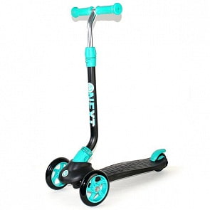 Самокат 3-колесный складной, управление наклоном, колеса 143 и 100 мм., регулируемый руль, цвет – аква (GW-012MAX-1sim)