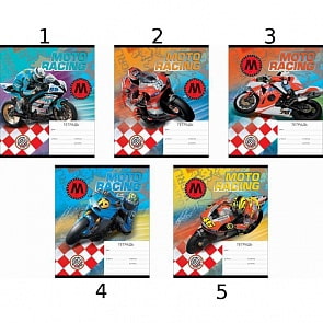 Ученическая тетрадь Moto Racing в линейку, 18 листов (Полиграфика, 37526)