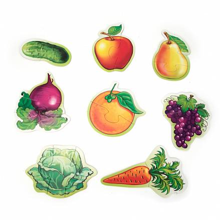 Макси-пазлы - Фрукты и овощи, 8 развивающих картинок 