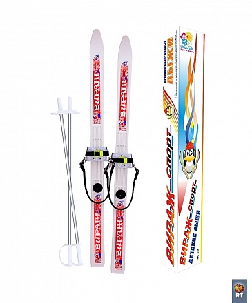 Лыжи детские – Пингвин - Вираж-спорт с палками, белый 