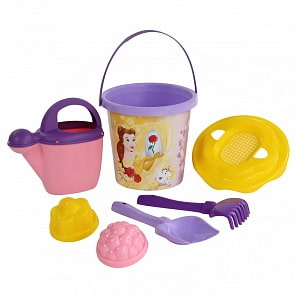 Набор Disney - Принцесса №12: ведро с наклейкой, ситечко Солнышко, лопатка №5, грабельки №5, 2 формочки, лейка №10 (Полесье, 65421)