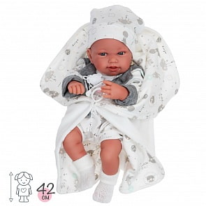 Кукла-пупс Клаудия в сером 42 см виниловая (Munecas Antonio Juan ,S.L., 50083)