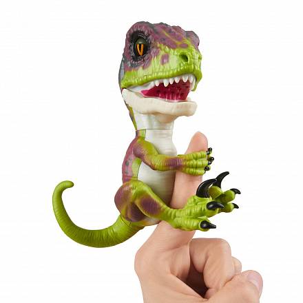 Интерактивный динозавр Fingerlings – Стелс, зеленый с фиолетовым, 12 см, звук 