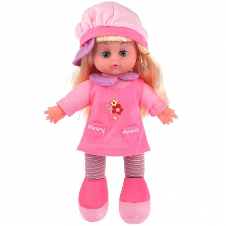 Интерактивная кукла с мягким телом в розовом платье 36 см, 30 песен и стихов А.Барто 