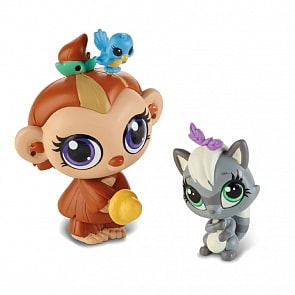Littlest Pet Shop. Набор - Мартышка и малыш-енот, серия Стильные питомцы  (Hasbro, a8424-a7313)