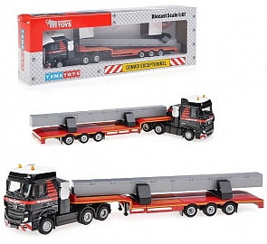 Тягач Mammoet toys - Mercedes Benz Actros Bigspace 6x4 с платформой и балкой (Полесье, 71-2029)