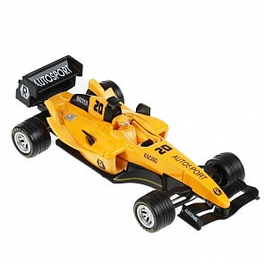 Машина металлическая Суперкар Ф-1 желтый, длина 14 см, звук, инерция (Технопарк, F1-14RE-S)