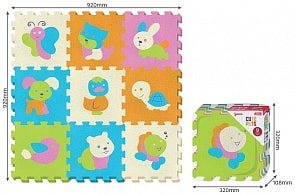 Коврик-пазл Милые домашние животные, размер 92 х 92 см., 9 деталей 32 х 32 см. (ЯиГрушка, 59851)