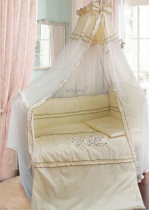Комплект в кроватку - Три медведя, 7 предметов, бежевый (Bombus, BOM_1053)