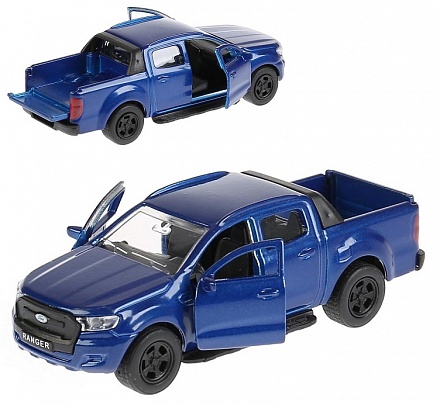 Модель Ford Ranger пикап синий, 12 см, открываются двери, инерционный 