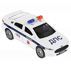 Машина Ford Mondeo - Полиция, 12 см, цвет белый, открываются двери, багажник, инерционный механизм (Технопарк, MONDEO-12POL-WH) - миниатюра