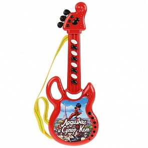 Электрогитара с песнями и фразами героев из мультфильма Леди Баг, 5 звуков музыкальных инструментов (Умка, B1525285-R16)