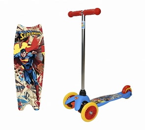 Самокат 3х колесный - Superman, управление наклоном (1 Toy, Т59561)