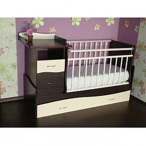 Кроватка-трансформер ОСТРОВОК УЮТА  Чунга-Чанга, маятник поперечный (венге/ваниль)