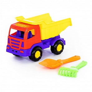 Набор №183: Мираж автомобиль-самосвал + лопатка №5, грабельки №5 (Полесье, 9066) (ассортимент)