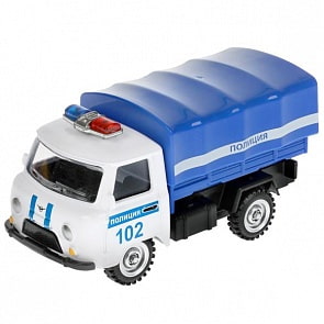 Машина Полиция УАЗ 452 10,5 см съемный тент инерционная металлическая (Технопарк, 2003C093-R)