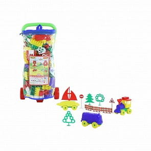 Тележка Caddie и 263 детали конструктора Строитель v2 (Полесье, 54517)