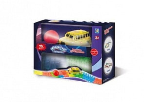 Гибкий трек - Большое путешествие, 70 деталей, машинка со светом (1Toy, Т13187)