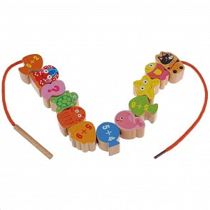 Деревянные бусы на шнуровке - Водный мир (Буратино, W0114) (ассортимент)