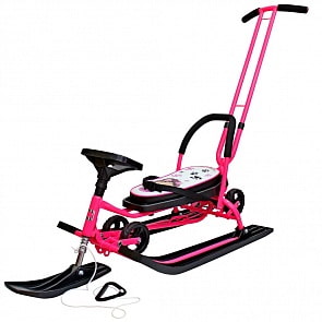 Снегокат с Т-образным толкателем и колесной базой - 111 Mobile, розовый (Барс, 7004rt)