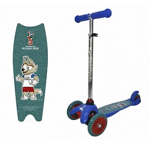 Самокат 3-колесный из серии Fifa 2018 управляется наклоном, PVC колеса 125/100мм, регулируемый руль (1toy, Т11414)