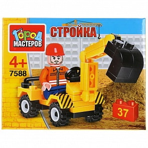 Конструктор Город мастеров - Экскаватор с фигуркой, 37 деталей (Город мастеров, 7588-JS)