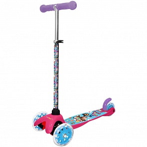 Самокат из серии Маша и Медведь управление наклоном, PU светящиеся колеса и алюминиевый регулируемый руль (1toy, Т17058)