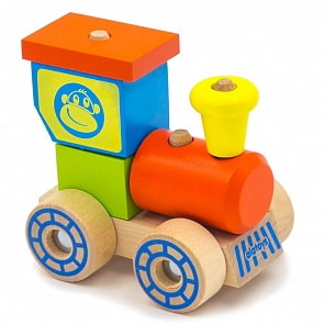 Деревянный конструктор-каталка – Паровозик, 6 деталей (Алатойс, ККП03)
