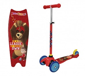 Самокат - Маша и Медведь, красный, управление наклоном (Navigator,  Т14753)