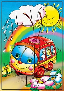 Развивающий пазл - Троллейбус, с рамкой (Дрофа, 1210/35061)