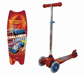 Трехколесный самокат - Hot Wheels, светящиеся колеса 12,5 и 10 см (1toy, Т11417)