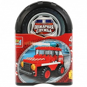 Конструктор Пожарная машина, 39 деталей в банке (Город мастеров, 3523-BL)