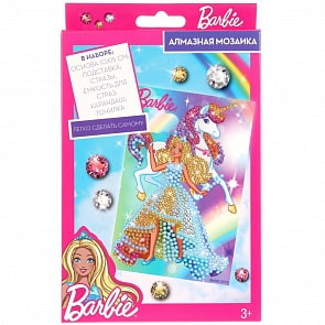 Набор для творчества - Алмазная мозаика Barbie 10 х 15 см с аксессуарами (MultiArt, 104-BD)