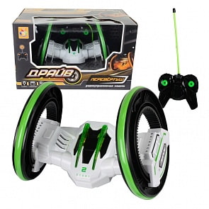 Трюковая двухколесная машина-перевертыш на р/у - Драйв, белый, свет (1toy, Т10945)