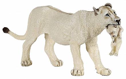 Фигурка - Белая львица с детенышем, размер 12 х 4 х 6 см. 