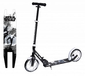 Самокат складной 2х колесный - Звездные войны, черно-белый, диаметр колес 20 см (1Toy, Т11405)