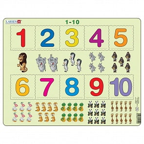 Пазл с цифрами 1-10, 10 деталей (Larsen, AR3)