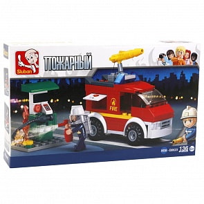 Конструктор - Пожарная машина с фигуркой, 136 деталей (Sluban, M38-B0623)
