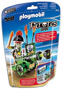 Игровой набор из серии Пираты - Зеленая интерактивная пушка с капитаном пиратов (Playmobil, 6162pm)