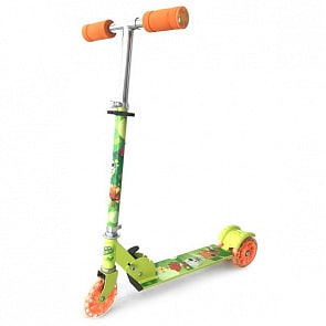 Самокат 3-колесный складной из серии Мимимишки с алюминиевым корпусом, пластиковыми светящимися колесами 120 мм. (ST-ALU-2RW-MMM-2sim)